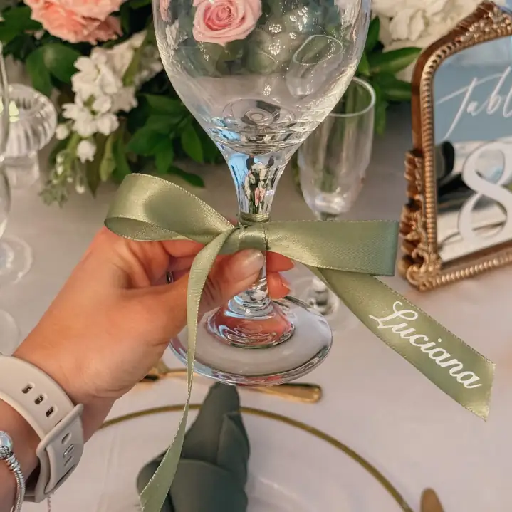 Satin Ribbon Place Cards — Miami rental in the Table Numbers And Place Cards collection by Be Extra Miami. — Miami wedding event rental.