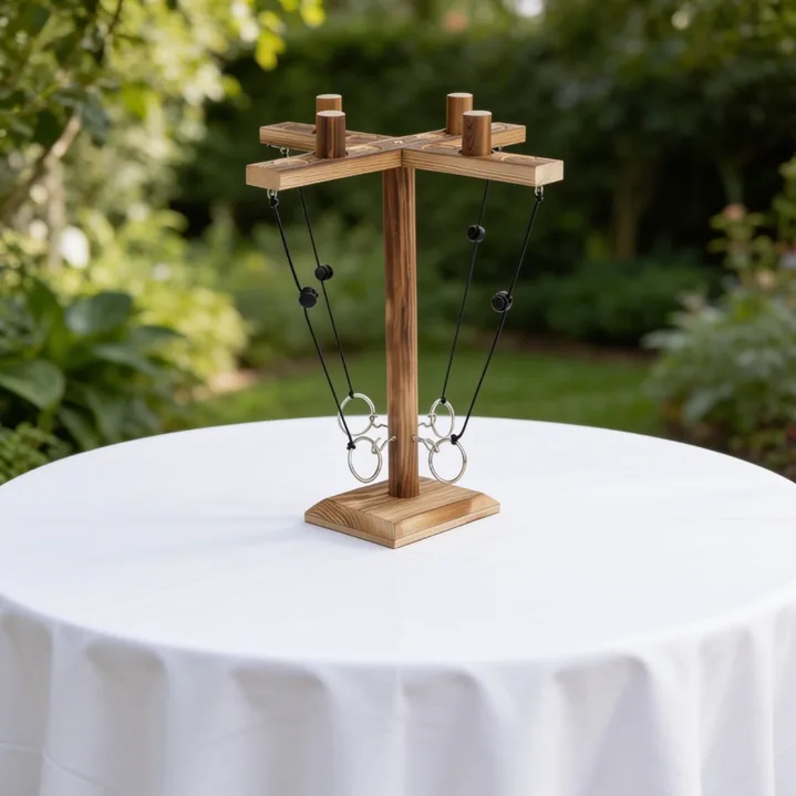 Bimini Ring rental on its included cocktail table for a Miami wedding event and cocktail hour.
