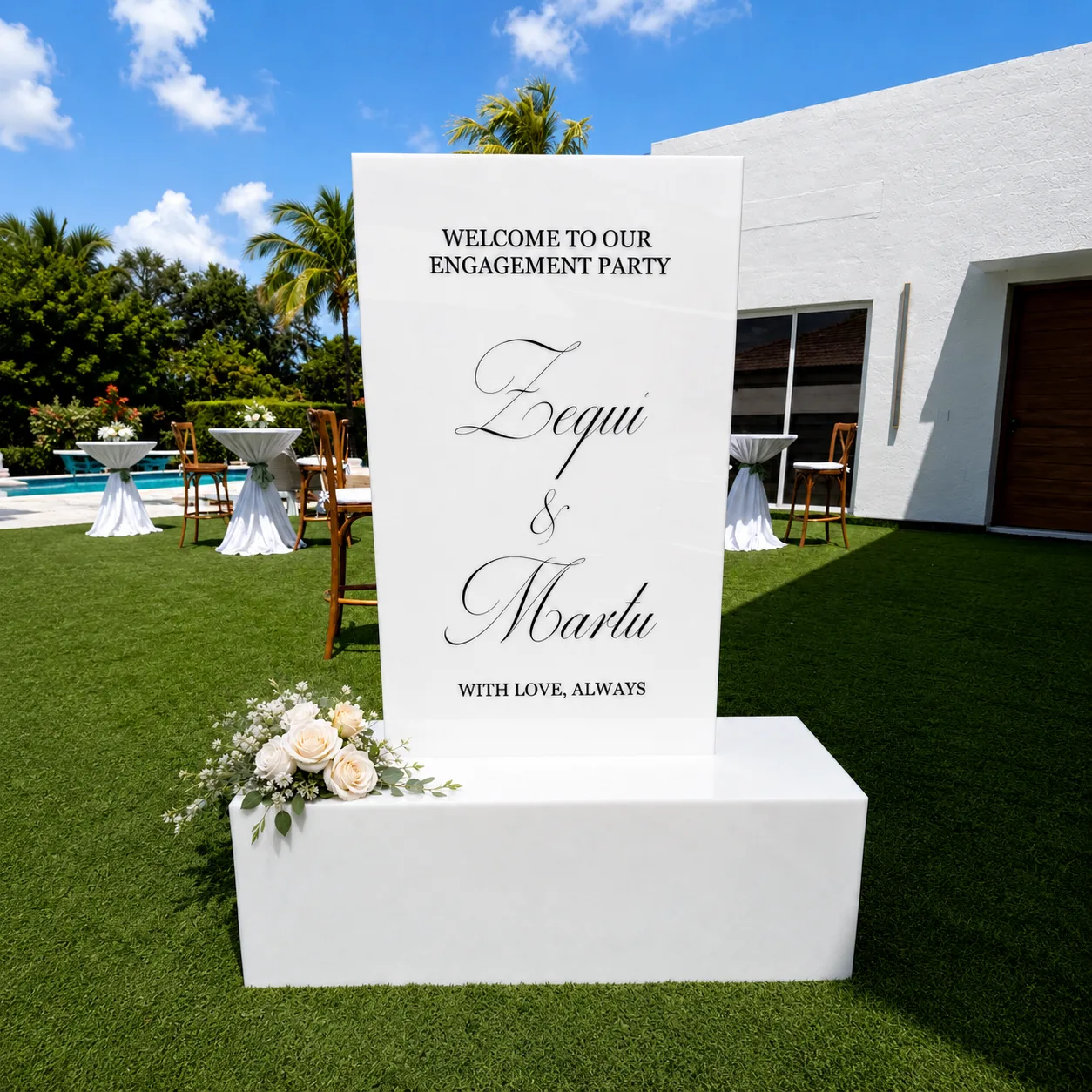 Acrylic Engagement Welcome Sign wedding rental miami